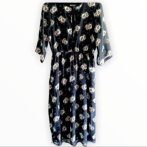 NASTY GAL tumblr era rare black floral daisy sheer lined dress sz small like new